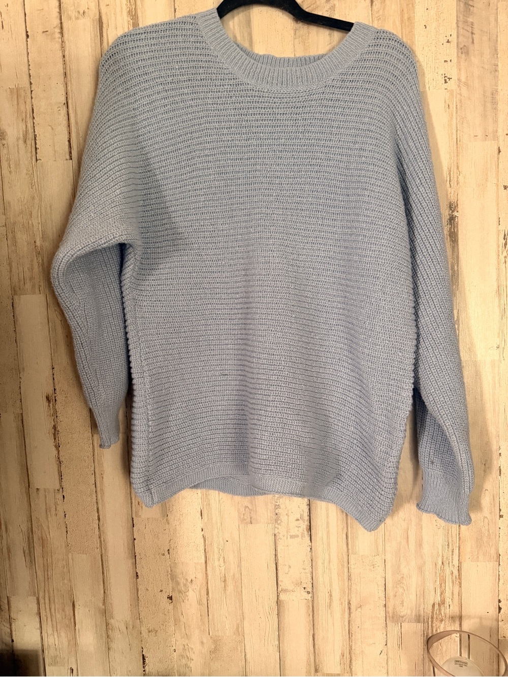 SHEIN Light Blue Ribbed Crewneck Sweater